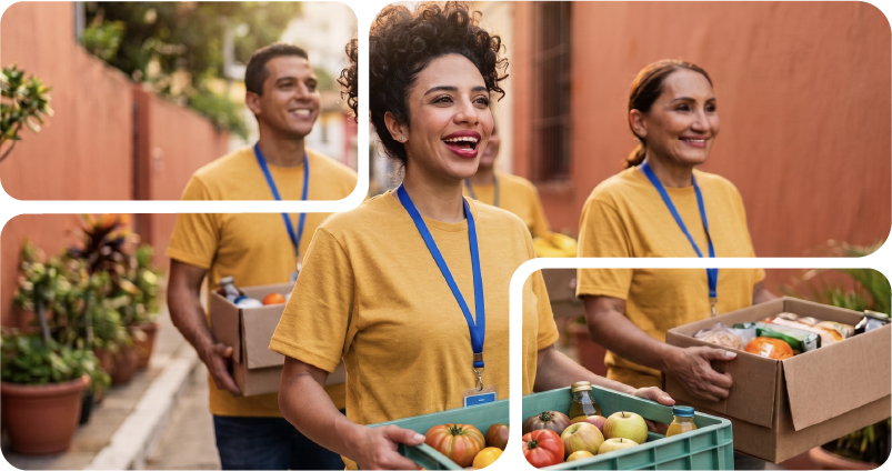 Voluntarios de LlegAyuda entregando ayuda